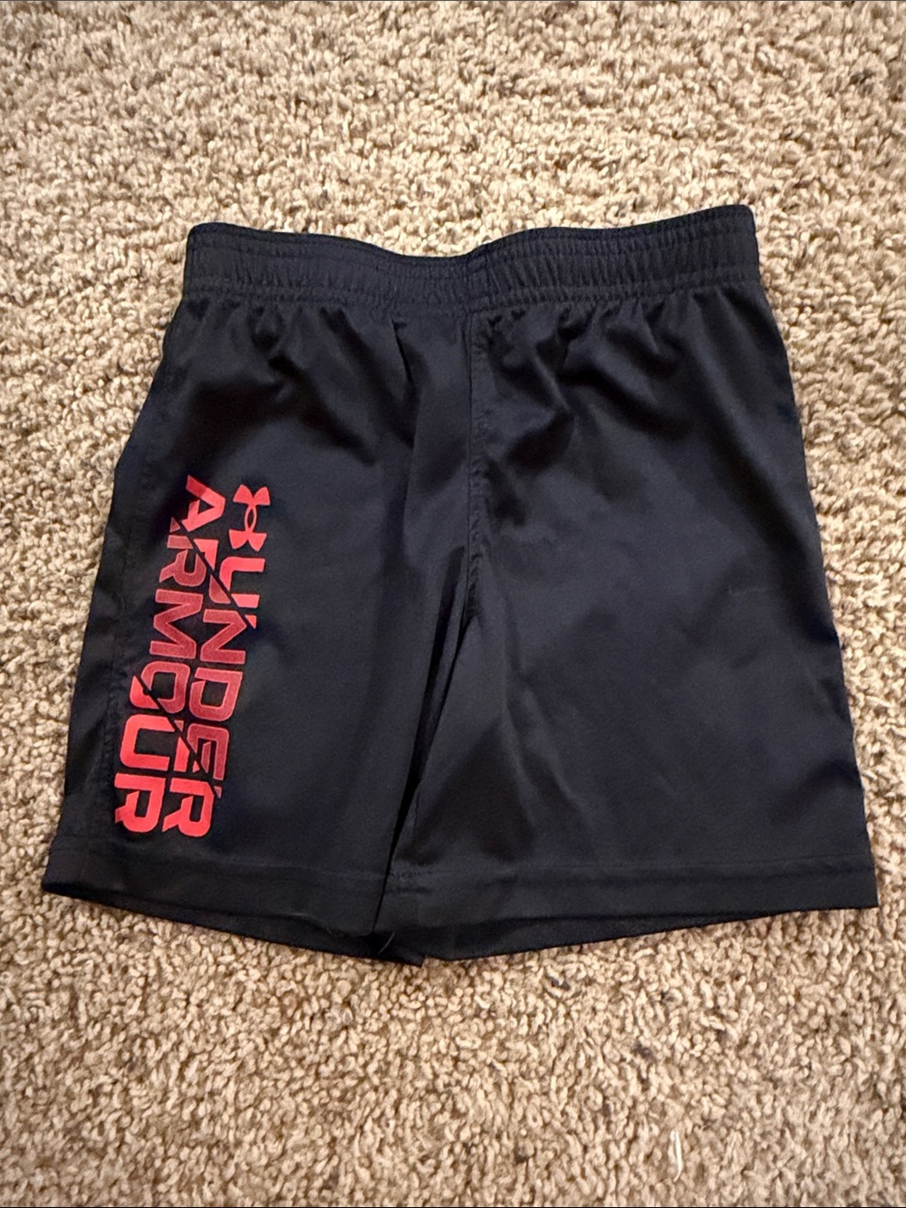 Under Armour Black Shorts with Red Side Logo - Kids